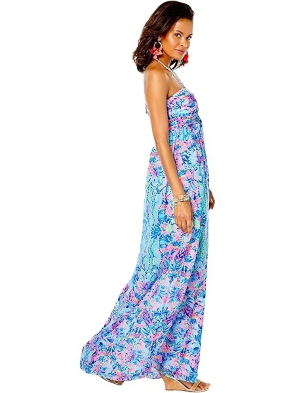 Lilly Pulitzer Strapless Viv Blue Floral Maxi Dress - Picture 6 of 6